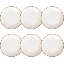 Conjunto 6 Pratos Rústicos Tramontina 25cm Rasos Porcelana Decorado Marrom Conjunto 6 Pratos Rústicos Tramontina 25cm Rasos Porcelana Decorado Marrom