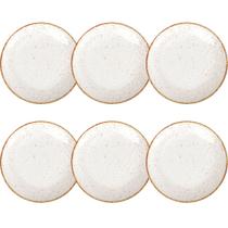 Conjunto 6 Pratos Rústicos Tramontina Rasos 28cm Porcelana Marrom Decorado