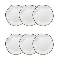 Conjunto 6 Pratos Sobremesa 21,5cm Maresia Porcelana Oxford