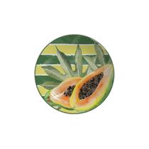Conjunto 6 Pratos Sobremesa Cerâmica Mamão Laranja/Verde 20cm - Scalla