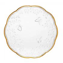 Conjunto 6 Pratos Sobremesa New Butterfly Fio de Ouro Cristal 20cm 220864 - Lyor