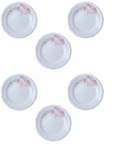 Conjunto 6 Pratos Sobremesa Porcelana Bolo Floral 1º Linha