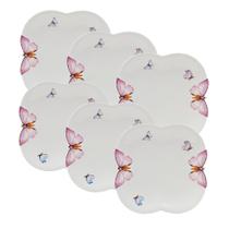 Conjunto 6 Pratos Sobremesa Porcelana Borboletas Branco 19cm Wolff Conjunto 6 Pratos Sobremesa Porcelana Borboletas Branco 19cm Wolff