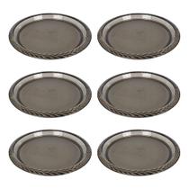 Conjunto 6 Pratos Trança Cristal Fume Bandeja Redonda 16cm Conjunto 6 Pratos Trança Cristal Fume Bandeja Redonda 16cm