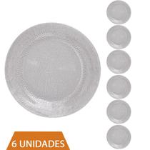 Conjunto 6 Pratos Transparente Redondos Raso 23cm Acqua Conjunto 6 Pratos Transparente Redondos Raso 23cm Acqua