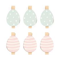 Conjunto 6 Prendedores Ovos de Páscoa em Madeira Verde e Rosa 1066107 - Cromus Conjunto 6 Prendedores Ovos de Páscoa em Madeira Verde e Rosa 1066107 - Cromus