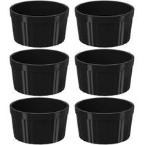 Conjunto 6 Ramekins 200ml Canelados Plástico Pretos Uno Coza Pote para Molho Guarnição