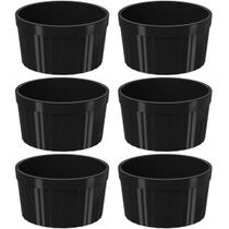 Conjunto 6 Ramekins 200ml Canelados Plástico Pretos Uno Coza Pote para Molho Guarnição