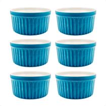 Conjunto 6 Ramekins Azul 77ml Porcelana Restaurante Buffet - Terramada