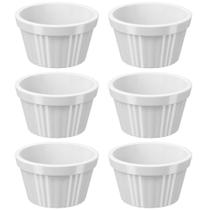 Conjunto 6 Ramekins Brancos Canelados 90ml Plástico Potinho Bowl Pequeno Uno Coza