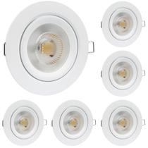 Conjunto 6 Spot Led Redondo Embutir 12W Branco Quente Bivolt - Iluminação Aconchegante e Econômica