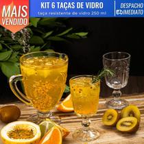 Conjunto 6 Taça de Vidro 250ml Luxo Coqueiro Vinho Bebida Jantar Suco - Dagia Importação
