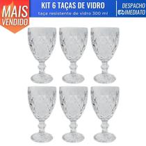 Conjunto 6 Taça de Vidro 300ml de Luxo Bico Abacaxi Vinho Bebida Jantar