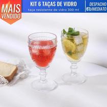 Conjunto 6 Taça de Vidro Cálice Desenhado de Luxo Bebidas Vinho Suco Água Conjunto 6 Taça de Vidro Cálice Desenhado de Luxo Bebidas Vinho Suco Água