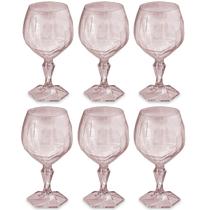 Conjunto 6 Taça Para Água Suco 350ml Plástico UZ Tango Transparente Rosa