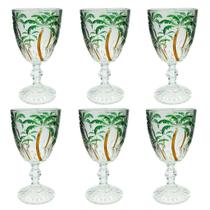 Conjunto 6 Taças De 350ml Cristal Kehome Palm Tree Coqueiros