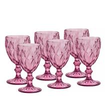 Conjunto 6 Taças de Água de Vidro Diamond Lilás 325ml 6474 - Lyor Conjunto 6 Taças de Água de Vidro Diamond Lilás 325ml 6474 - Lyor