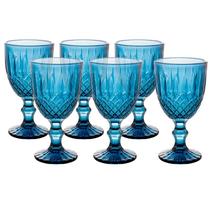 Conjunto 6 Taças de Água de Vidro Greek Azul Escuro 345ml 28783 - Wolff