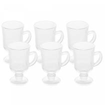 Conjunto 6 Taças de Cappuccino café Alça e Pé de Vidro 114ml