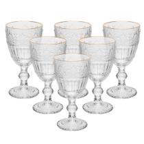Conjunto 6 Taças de Cristal com Fio de Ouro 320ml Mauve Wolff Conjunto 6 Taças de Cristal com Fio de Ouro 320ml Mauve Wolff
