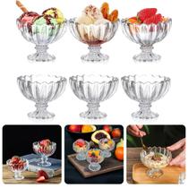 Conjunto 6 Taças de Sobremesa 120ml Bowl Tigela Vidro para Sorvete Açaí Creme Frutas Sobremesas Elegante e Resistente para Servir à Mesa