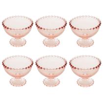 Conjunto 6 Taças De Sobremesa De Cristal Pearl Rosa 11cm - Wolff