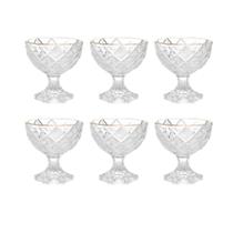 Conjunto 6 Taças de Sobremesa de Vidro Deli Diamond com Fio de Ouro 170ml - Lyor
