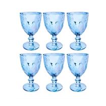 Conjunto 6 Taças de Vidro Azul Milbani 330ml Conjunto 6 Taças de Vidro Azul Milbani 330ml