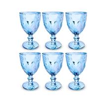 Conjunto 6 Taças de Vidro Azul Milbani 330ml Mesa Posta Drinks Água Suco Conjunto 6 Taças de Vidro Azul Milbani 330ml Mesa Posta Drinks Água Suco