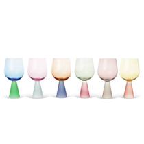 Conjunto 6 Taças de Vidro Coloridos 550ml 18cm JL0110 BTC Conjunto 6 Taças de Vidro Coloridos 550ml 18cm JL0110 BTC