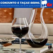 Conjunto 6 Taças de Vidro Cristal Vinho Tinto E Água Degustação - Dagia Importação