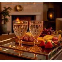 Conjunto 6 Taças de Vidro Cristalino com Borda Dourada Sofisticadas para Bebidas Vinho Jantar