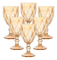 Conjunto 6 Taças de Vidro Diamante Golden 340ML