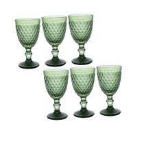 Conjunto 6 Taças de Vidro para Água Bico de Abacaxi Verde 365mL