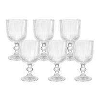 Conjunto 6 Taças De Vidro Transparente Ripado Linhare 370ml