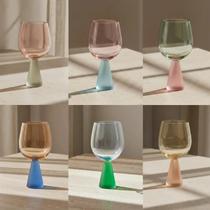 Conjunto 6 Taças de Vidro Triângulo Coloridas 550ml