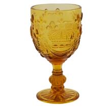 Conjunto 6 Taças De Vinho Ambar Design De Coroa Em Relevo Conjunto 6 Taças De Vinho Ambar Design De Coroa Em Relevo