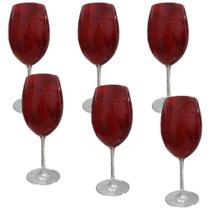 Conjunto 6 Taças De Vinho Cristal 580Ml 23,5Cm Vermelho