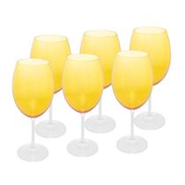 Conjunto 6 Taças de Vinho de Cristal Ecológico Banquet Amarela 580ml - Wolff