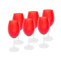 Conjunto 6 Taças de Vinho de Cristal Ecológico Banquet Vermelho 580ml - Wolff - ROJEMAC