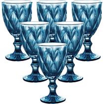 Conjunto 6 Taças Diamante Em Vidro Azul Royal 340ml - Best Kaza