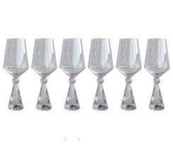Conjunto 6 Taças Diamond de Vidro com Base de Cristal Rosa 595ml BJ0028 BTC