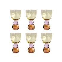 Conjunto 6 Taças em Vidro Âmbar Base Diamantada Laranja e Rosa 360ml BJ0067 BTC Conjunto 6 Taças em Vidro Âmbar Base Diamantada Laranja e Rosa 360ml BJ0067 BTC