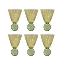 Conjunto 6 Taças em Vidro Âmbar com Base de Cristal Esculpido Verde 425ml BJ0048 BTC Conjunto 6 Taças em Vidro Âmbar com Base de Cristal Esculpido Verde 425ml BJ0048 BTC