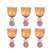 Conjunto 6 Taças em Vidro Âmbar com Base Diamantada Roxa 360ml BJ0061 BTC