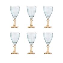 Conjunto 6 Taças em Vidro com Detalhes na Haste Azul e Âmbar 250ml AG0053 BTC