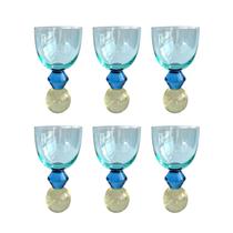 Conjunto 6 Taças em Vidro Verde com Base Diamantada Amarela 360ml BJ0060 BTC Conjunto 6 Taças em Vidro Verde com Base Diamantada Amarela 360ml BJ0060 BTC