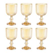 Conjunto 6 Taças Graffiato Ambar Vidro Para Água Vinho 370ml