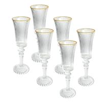 Conjunto 6 Taças Graffiato De Vidro Com Borda Dourado 150ml