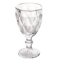 Conjunto 6 Taças para Água de Vidro com Fio de Ouro Diamond Transparente 325 ml - Lyor